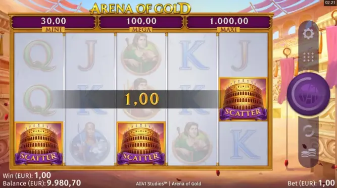 Arena Of Gold slot machine with multiplier